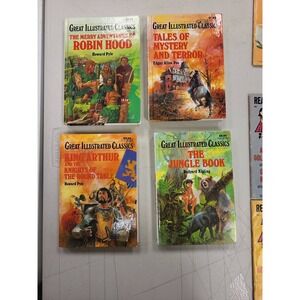 Great Illustrated Classics‎ Robin Hood Tales Mystery King Arthur Jungle Book Lot